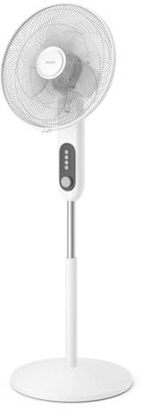 PHILIPS Ventilateur sur pied Série 1000 - Puissant et silencieux, 38 dB, Hauteur réglable, Inclinable et rotatif, Minuterie, Blanc (CX1220/00)