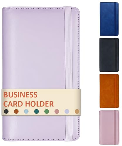 DONBAO Leather Professional Business Card Holder Book Organizer, 240 Card Slots Capacity Booklet, Premium PU Name Cards Storage Folder with Soft Cover, Credit Card Binder Holder for Men/Women, Purple