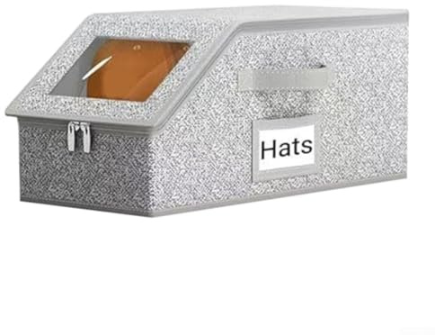 Jayruit Boîte de rangement pour casquette de baseball, étui rigide gris pour casquettes, support de rangement résistant à la poussière, en tissu non tissé renforcé pour Maison ou Voyage