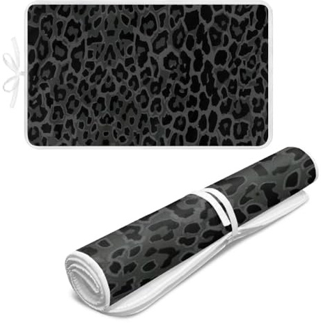 Xumfabuy Black Ironing Mat Portable Leopard Print Ironing Pad for Steam Pressing on Tabletop or Bed,Heat Resistant Portable Quilting & Travel Blanket Ironing Board Alternative Cover
