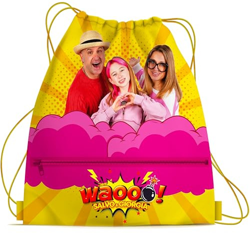 Salvo & Giorgia – Zainetto a Sacca per Bambini 34x40 cm | Borsa Leggera con Lacci, Perfetta per Scuola, Sport e Tempo Libero