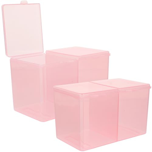 BELLIFFY 2 pezzi Scatola Porta Cotone e Bastoncini Trasparente per Trucco Organizer Cosmetici Pratico e Resistente Rosa per Bagno e Tavolo