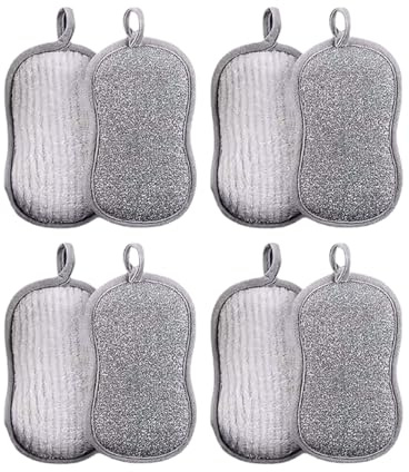 Set da 8 Spugne Cucina Doppio Lato, Spugna Piatti Anti-Richiami Spugnette Cucina a Lunga Durata, Pulizia per Cucina e Bagno, ideale per la pulizia quotidiana di piatti, padelle anti-aderenti e vetro
