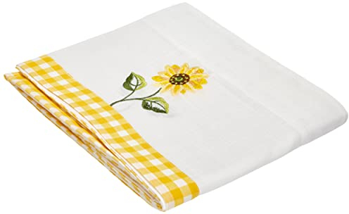 Sunflower Pencil Pleat Headed Kitchen Pelmet, Yellow/White, 136 x 10-Inch