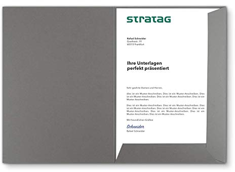 Präsentationsmappe A4 in Steingrau (10 Stück) - sehr stabiler 350 g/m² Naturkarton - direkt vom Hersteller STRATAG - vielseitig einsetzbar für Ihre Angebote, Exposés, Projekte oder Geschäftsberichte