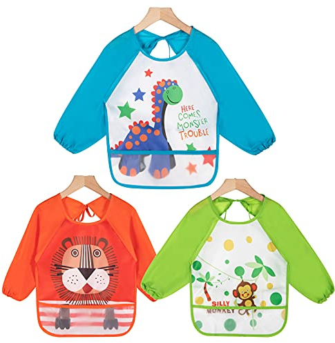Haimoburg 3er Pack Wasserdicht Ärmellätzchen Nässeschutz Babylätzchen Baby-Latz 9 zu 36 Monaten