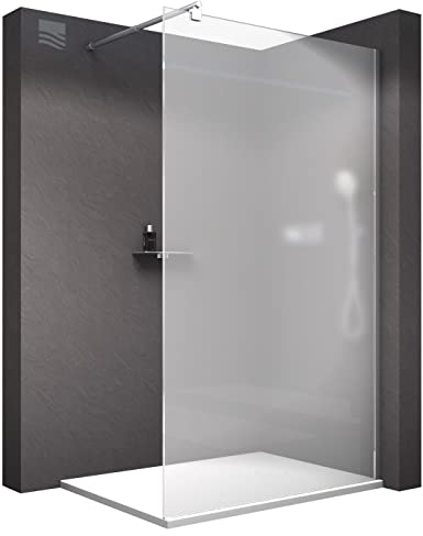 BERNSTEIN Duschwand Glas Duschabtrennung Walk-In Dusche Nano ESG Echtglas Duschtrennwand EX101 Milchglas 90 x 200 cm
