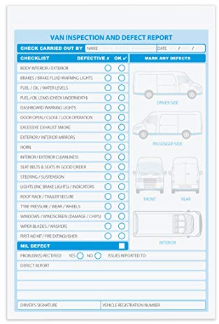 A5 Van defect Check List Book, 2 Part, Duplicate, 50 Sets per Book, Pack of 5