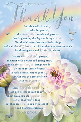 Just To Say Thank You Flowers & Words Design Sentiments Card Lovely Verse