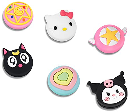 DLseego 6-Piece Thumb Grip Joystick Caps, Soft Silicone Anti-Slip Analog Thumbstick Cover for Switch & Switch Lite, Kawaii Cat Theme