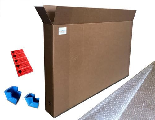 Komplettes Verpackungsset TV bis ca. 55 - Karton 1365x155x845mm und Innenverpackung (Luftpolsterfolie, doppelter Eckenschutz und Warnaufkleber)