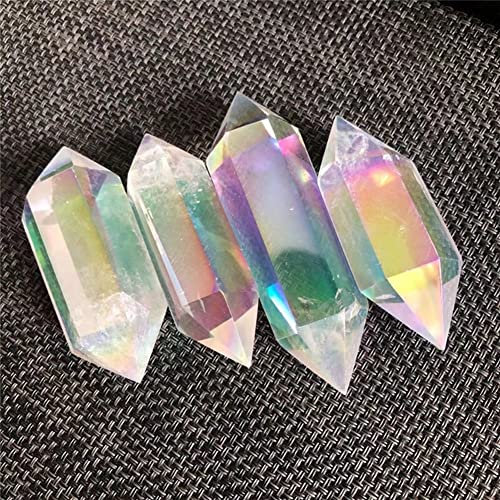 DOUPE Glücklicher Heilungskristall 3 stück Natürliches Titan Halo Clear Quarzkristall Doppelzimmer Point Obelisk Heal Dekorationsgeschenke (Color : 3pcs, Size : 50-70mm)