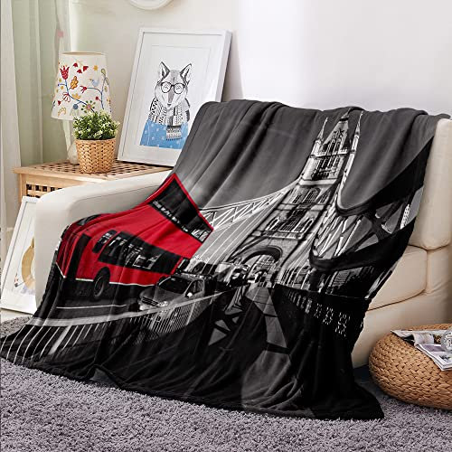 Treer London Druck Kuscheldecke Flauschige Decke Flanell Decke Warme Wohndecke aus Mikrofaser als Sofadecke, Couchdecke, Bettüberwurf, oder Tagesdecken Geeignet (130x150cm,London Bridge)