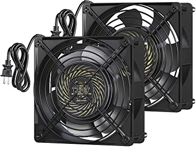 DEWENWILS 2 Pack 120V AC Fan, Waterproof Exhaust Fan 120mm, 18W 2850RPM 90CFM, DIY Cooling Fan for Refrigerator, Computer Case, Compressor Engine, Generator, UL Listed