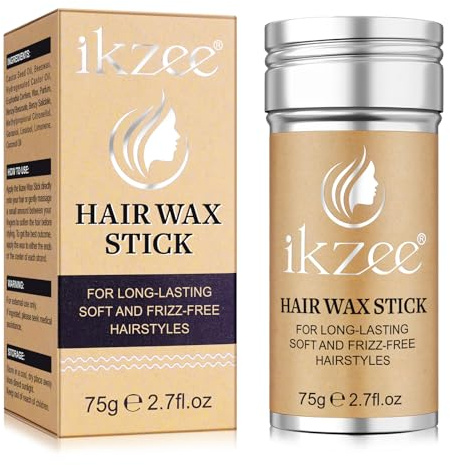 Palo de cera para el cabello, Barra Cera Pelo Mujer,Hair Wax Stick Pelos,Sueltos Cera capilar para hombre, Barra de cera capilar para fijación potente, Anti Frizz Formato Rolon de Peluqueria,75g