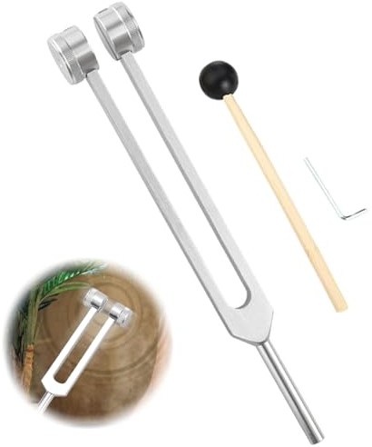 1 Stück 128 Hz Stimmgabel Aluminiumlegierung Stimmgabel mit Silikon Hammer und Reparatur Werkzeug Angebot Genaue Frequenzgang,für DNA-Reparaturheilung Klangtherapie