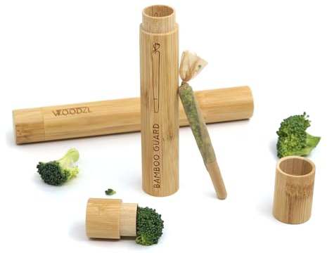 Geruchsdichtes Joint Case aus Bambus mit Extrafach für Kräuter oder als Aschenbecher. 1-3 Joints. Ideal für unterwegs.