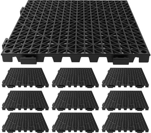 Tioncy 10 Pcs Bar Countertop Supplies Interlocking Mats 12 x 12 Inch Rubber Black Shelf Liners Bar Drying Coffee Non Slip Spills Mats for Bartending Home Cocktail Bars Restaurants