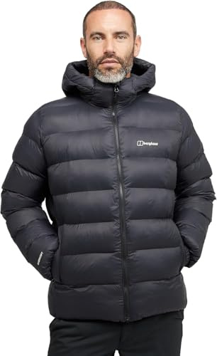 Berghaus Men's Ewden Insulated Extra Warmth Big Baffle Winter Padded Jacket | Hydroloft Insulation | Adjustable Insulated Jacket, Black/Black, XL