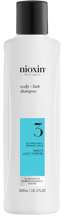 Nioxin Scalp + Hair System 3 Shampoo – Tiefenreinigungsshampoo für coloriertes, trockenes & strapaziertes Haar. Beugt dünner werdendem Haar vor – mit Biotin, Koffein & Niacinamid (300 ml)