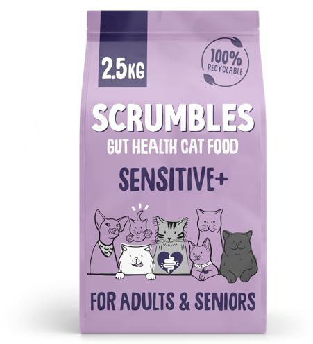 Scrumbles Natural Sensitive Dry Cat Food with 74% Chicken, High Protein Food For Adults And Seniors, 2.5Kg