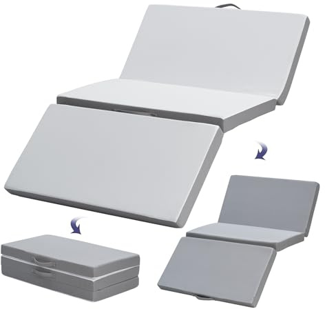 Z-hom Matelas Pliable 75 x 195 x 10 cm, Housse Souple Oeko-TEX, lit d'appoint Matelas, Matelas de Sol, Éponge Haute densité, dureté H3, Blanc+Gris