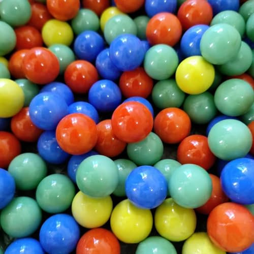 Tokaneit 90 Stück Einfarbiges Glasmurmeln, Farbige Feste Murmeln, Glasmurmeln für Pflanze, Heimdekoration, Aquariumdekoration, 6 Farben16mm
