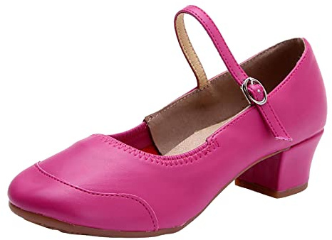 Dance Shoes Women's Closed Low Heel Sandals Elegant Pumps Buckle Plain Comfortable Latin Shoes Soft Sole Jazz Shoes Women Party Dance Tango Shoes Ballet Flats Trainers, hot pink, 6 UK