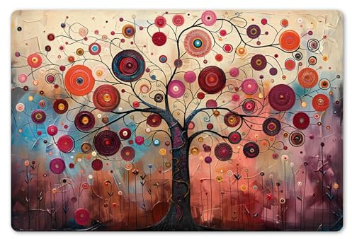 KitchenYeah© Placemats para Mesa Comedor Set 6 45x30 cm Manteles Individuales Lavables PVC Antideslizantes Estilo Elegante Árbol - Morado - Abstracto - Arte