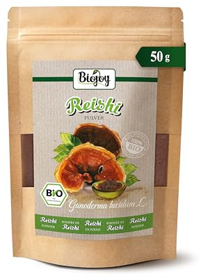 Biojoy Poudre de Champignon Reishi BIO (50 g), Champignons Reishi séchés et finement moulus (Ganoderma lucidum L.)