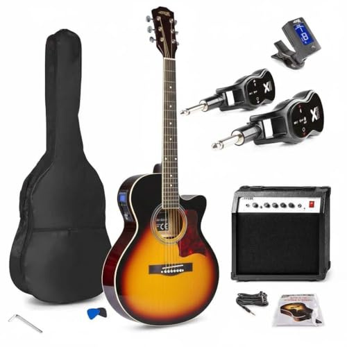 Max Showkit Guitare Électro-Acoustique Adulte Sans Fil 40W Sunburst