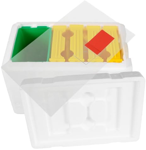 Hohopeti Scatola per Alimentazione Api in Plastica 4 Telaini Strumento Compatto per Apicoltura Professionale Arnia per Accoppiamento e Allevamento Colonie Api Accessorio per