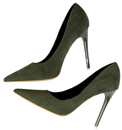 Klassiska högklackade damskor stilettskor mode (grön-10,5 cm, 40)