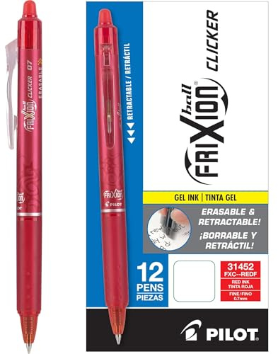 PILOT, Fine Point Pens 0.7 mm, Pack of 12, Red
