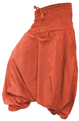 SHOPOHOLIC FASHION Aladdin Harem Pants Boho Baggy Trousers Loose Fit Yoga Hippie Clothes, Orange