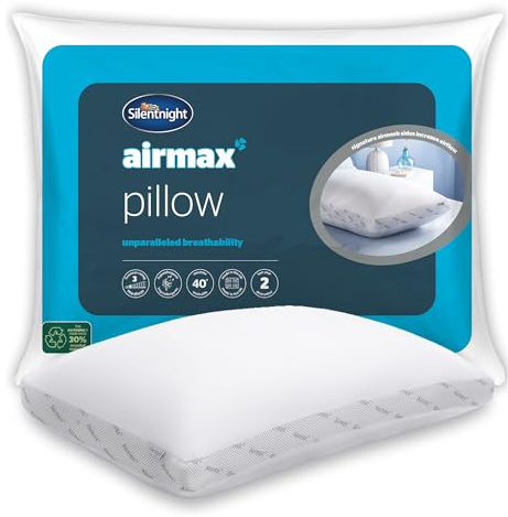 Silentnight Airmax Pillow – Air Mesh Sides Maximising Airflow Preventing Overheating for a Cool Night's Sleep – Machine Washable and Hypoallergenic Bed Pillow, White