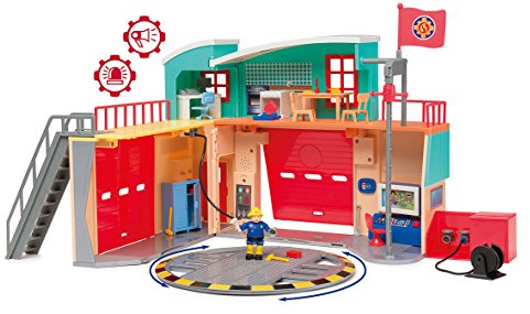 Simba - Feuerwehrmann Sam - Pontypandy Feuerwehrstation - Geräusche und Lichter - Figur mit Gelenken, viel Zubehör - ab 3 Jahren - 109258282002