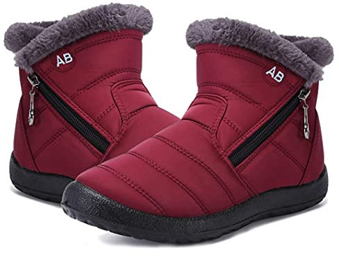 Maxome Winterstiefel Damen Warme Gefüttert Winterschuhe Schneestiefel Winterboots Reißverschluss Kurzschaft Stiefeletten Winter Boots Outdoor Leicht Bequem Rutschfeste Wanderstiefel
