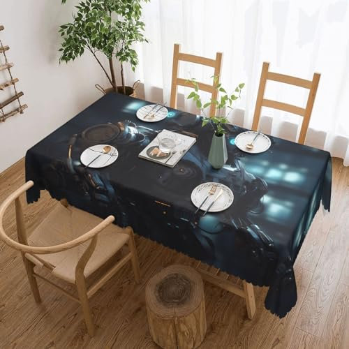 Future Robot Printed Rectangle Tablecloth,Waterproof Spillproof Table Cloth for Kitchen Party Tabletop Decoration,54x72in