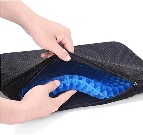 Glamicci Grande cuscino in gel | cuscino per sedia a rotelle in gel a nido d'ape per guida, viaggi aerei, ortopedico, coccige, ufficio, piaghe da decubito, sciatica, sedile dello stadio FC705-4 (blu