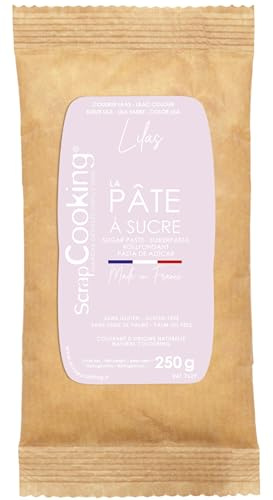 ScrapCooking - Pâte à Sucre Mauve « Lilas » 250 g - Colorant d’Origine Naturelle - Sans Gluten, Sans Huile de Palme - Pour Gâteaux, Pâtisseries - Fabriquée en France - 7629