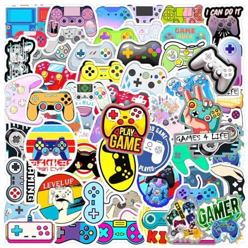 Hibarby 50 Stück Freizeitgeräte Game Console Controller Sticker Set, Wasserdichte Vinyl Aufkleber für Laptop, Wasserflasche, Reisekoffer, Handyhülle, iPad, Tagebuch, Scrapbook, Kinder Jugendliche