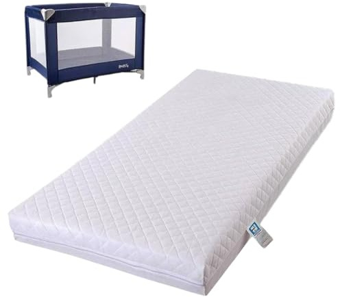 Baby Cot Mattress Quilted, Breathable Foam Anti-Allergenic, Removable Cover Compatible with Graco, Red Kite, Mamas & Papas (90 x 60 x 5 cm)