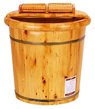 Bañera de baño de madera de madera, cuenca de madera, bañera de pie, tazón de baño de pie para el hogar tazón de madera de madera, bañera, bañera, bañera masaje masaje (color: natural) matrimonio