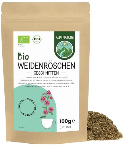 Alpi Nature Epilobio Orgánico Infusión 100g, Epilobio Seco y Cortado con Flores Pequeñas, Té Suelto