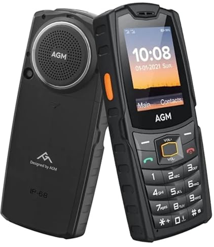 AGM M6 SE kontraktfri utomhus mobiltelefon, robust, 2,4 tum skärm, stora tangenter, 48 MB + 128 MB, 1 500 mAh batteri, IP68/IP69K, 4G Dual SIM