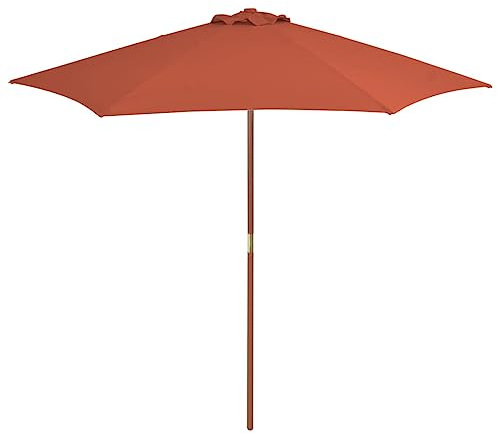 Mokuyary Parasol d'extérieur avec mât en Bois 270 cm Terre Cuite, Parasol de Extérieur pour Terrasse, Piscine, Plage, Restaurants, Balcon