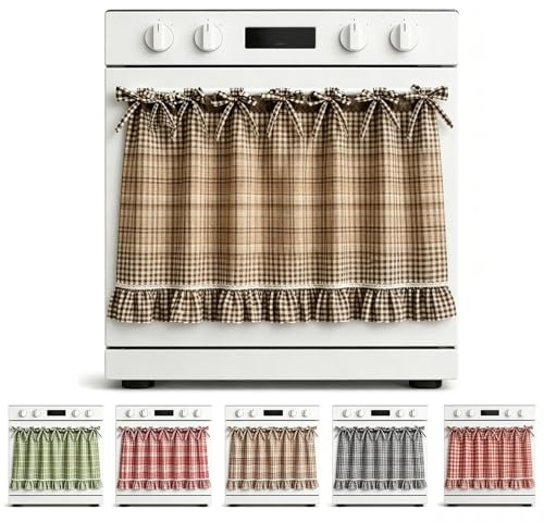 QTVKMAS Gonnellino per Forno Fatto a Mano, Arredo Cucina Shabby Chic, Tenda Copri Lavastoviglie e Mobiletti, Stile Rustico Country per Cucina e Lavatrice(E)