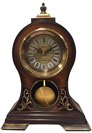 Le'raze Elegant, Decorative,Grandfather Clock Hand Painted Wood Modern Mantel with Swinging Pendulum Shelf,Tabletop,Desk,Buffet, Color Mahogany