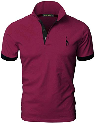 GNRSPTY Hombre Polo de Manga Corta Bordado de Ciervo Deporte Golf Camisa Poloshirt Negocios Camiseta de Tennis Verano T-Shirt
